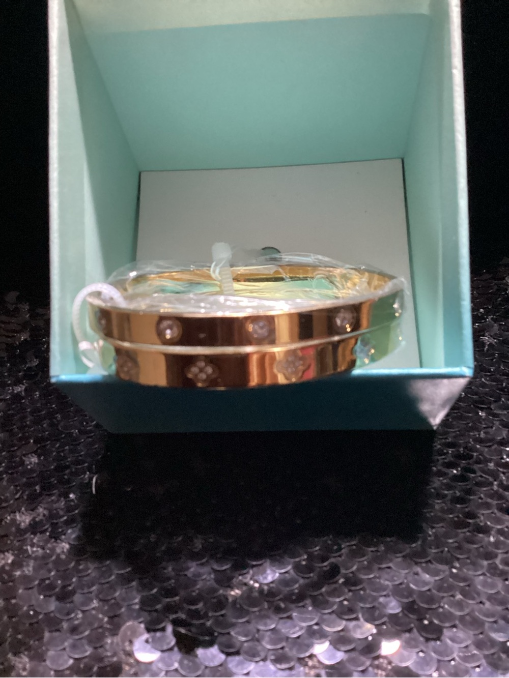 Gold Crystal Accent Women's Bangle Bracelet